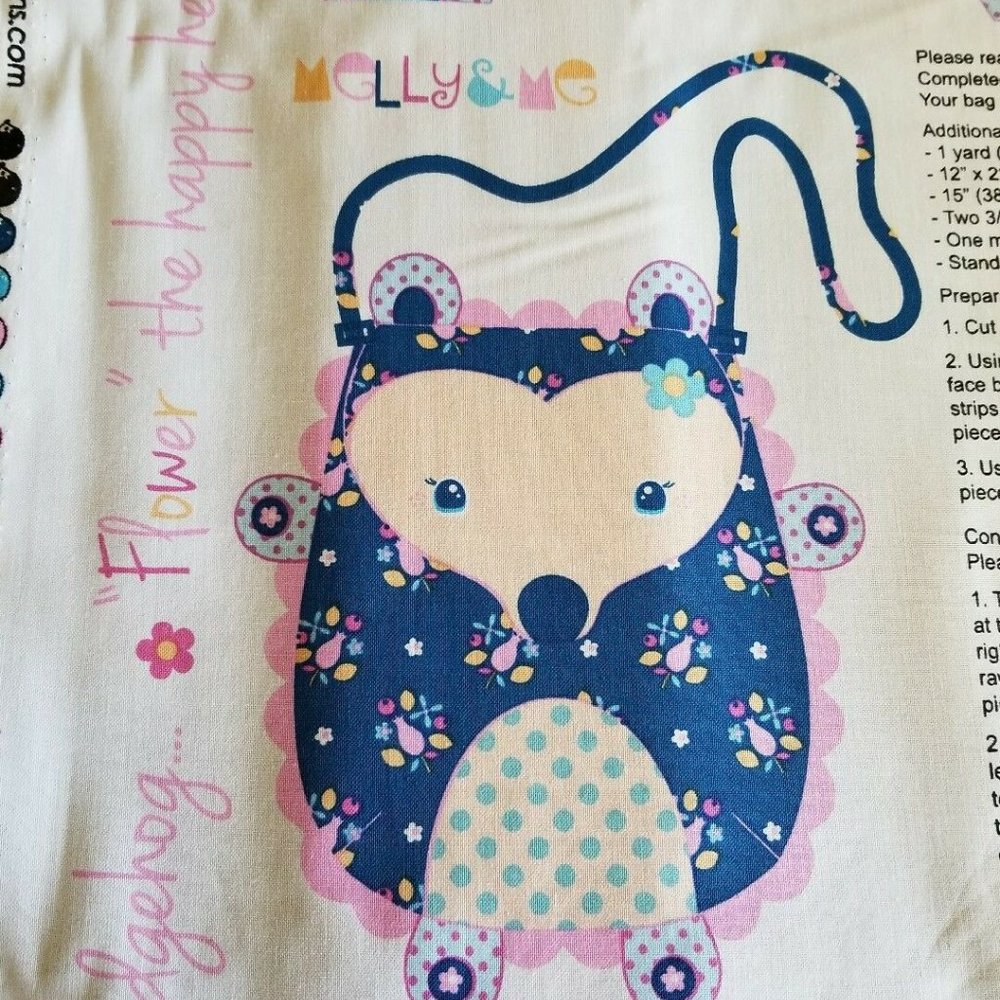 The Happy Hedgehog Flower Blue Hand Bag Panel
